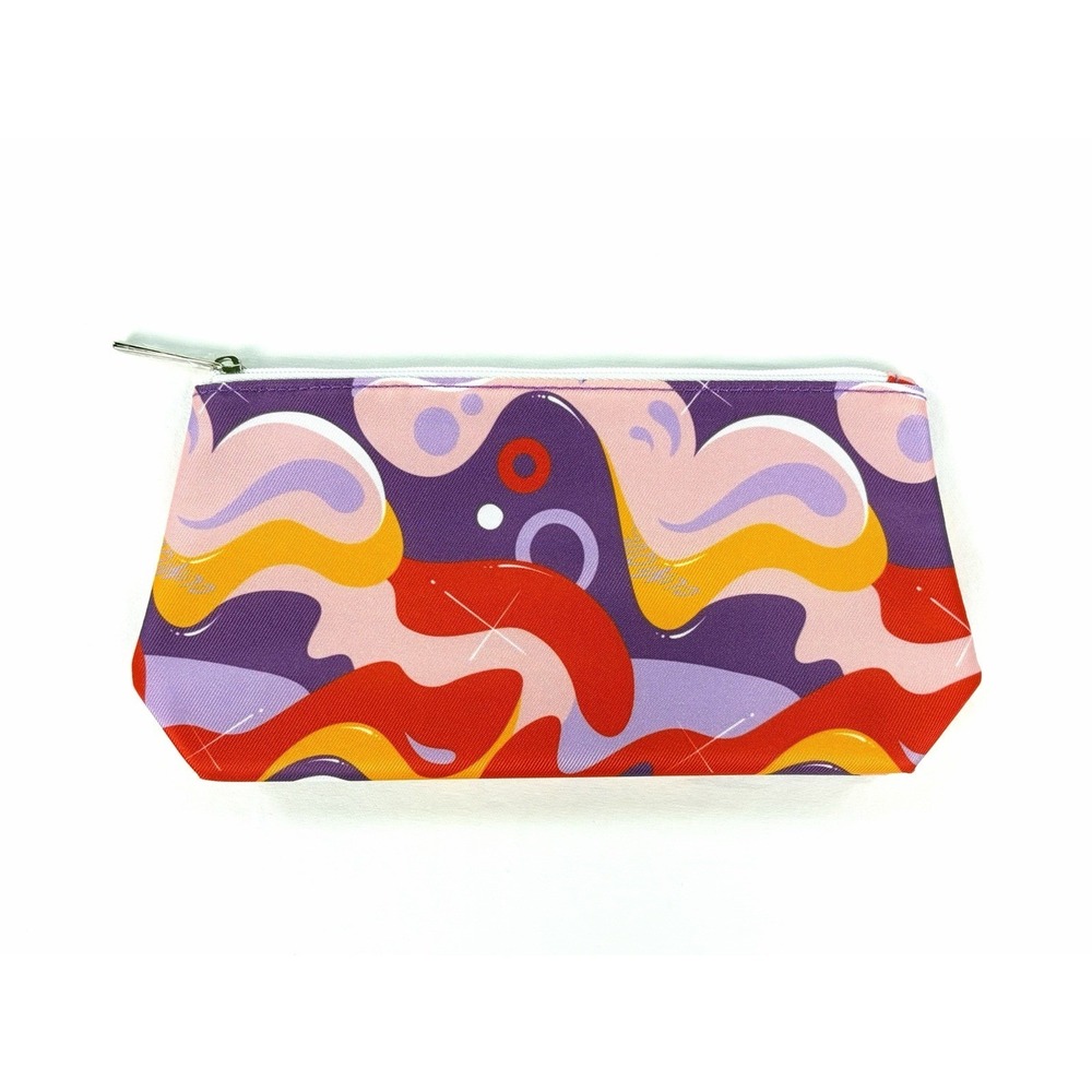 Clinique Makeup Bag Cosmetic Zip Pouch Abstract Swirl Retro Wave Purple Zip New